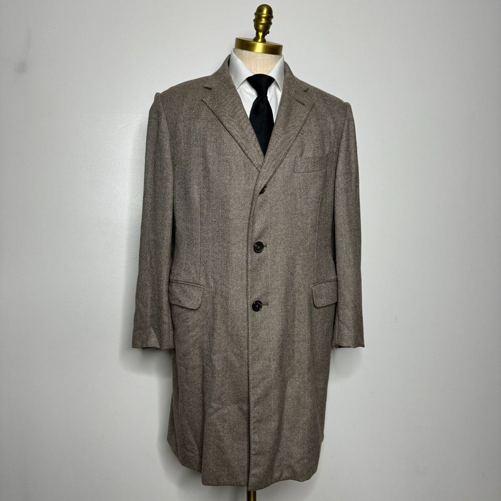 Caruso Sid‎ Mashburn Overcoat 42R (56 it) Mens Ing Loro Piana Brown Wool Large
